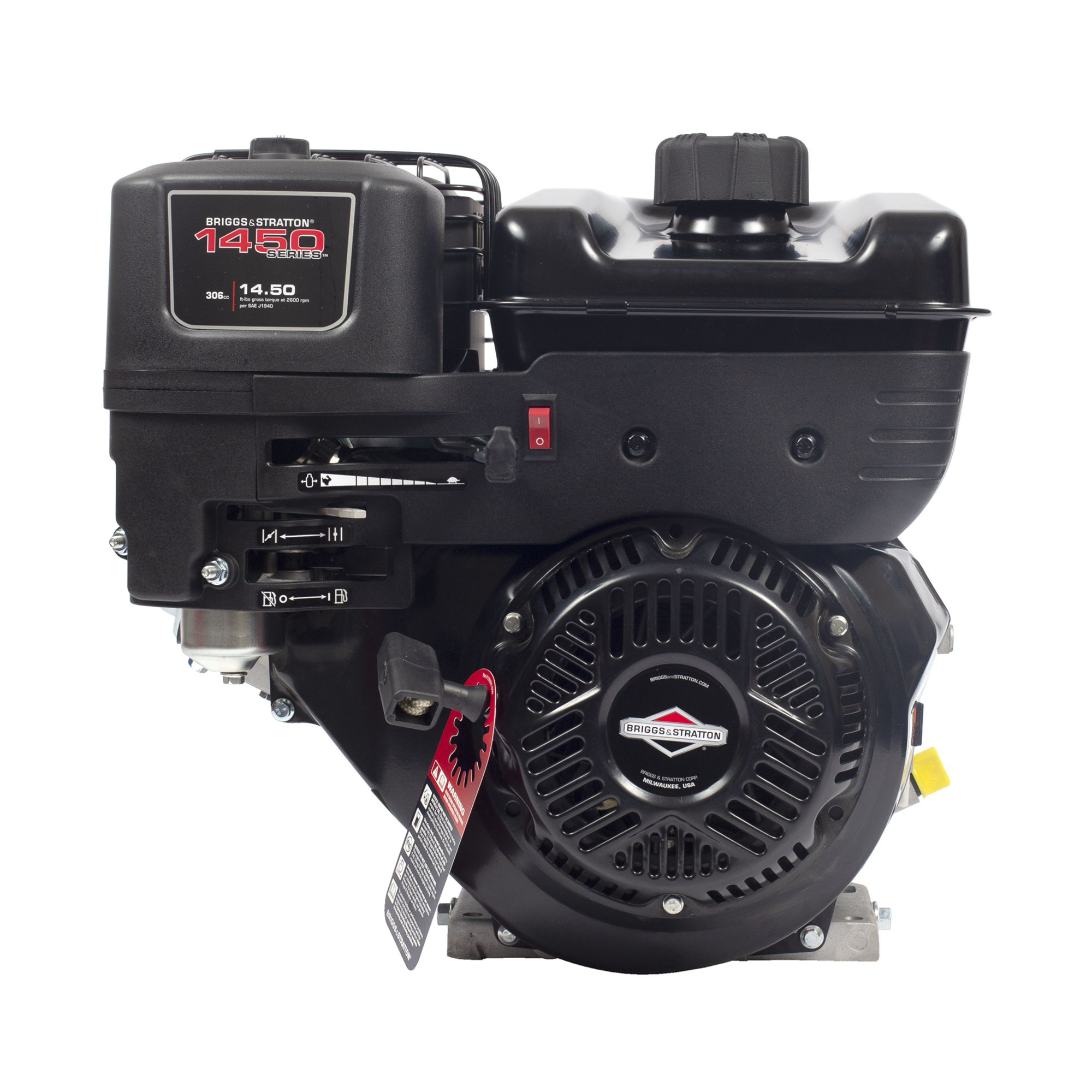 Briggs & Stratton 1450 Series Horizontal OHV Engine, 306cc, 3/4in. x 2.51in. Shaft, Model# 19N132-0051-F1